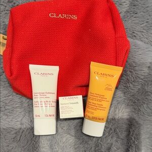 Clarins Exfoliating cleanser,  Exfoliating Body Scrub, Instant Smooth and bag